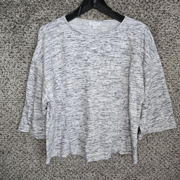 J Jill Pure Jill Top‎ Womens Small Gray Heathered Scoop Neck 3/4 Sleeve Ladies - Picture 1 of 7